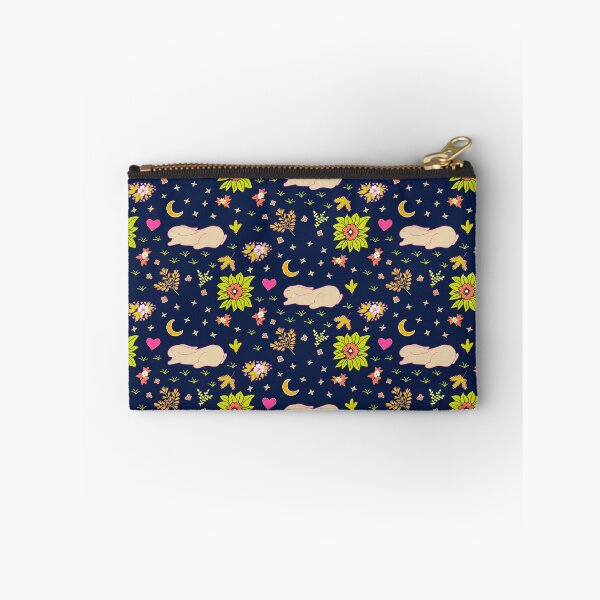Item preview, Sleeping rabbits on colorful meadow at night designed and sold by colorofmagic.