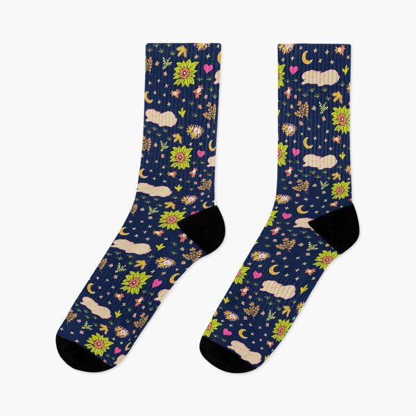 Item preview, Sleeping rabbits on colorful meadow at night designed and sold by colorofmagic.