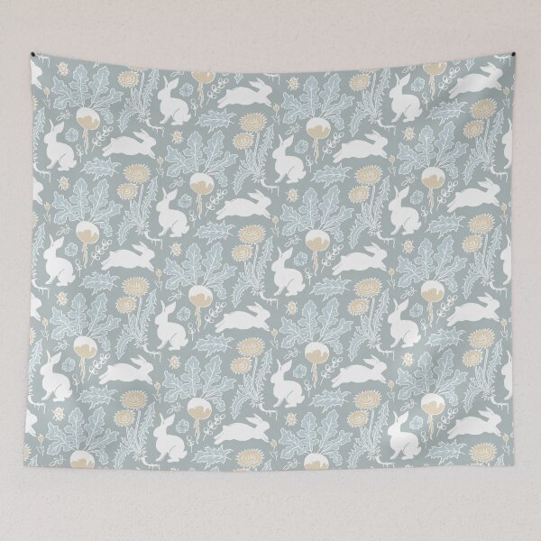 Item preview, white rabbits in the vegetable garden designed and sold by colorofmagic.