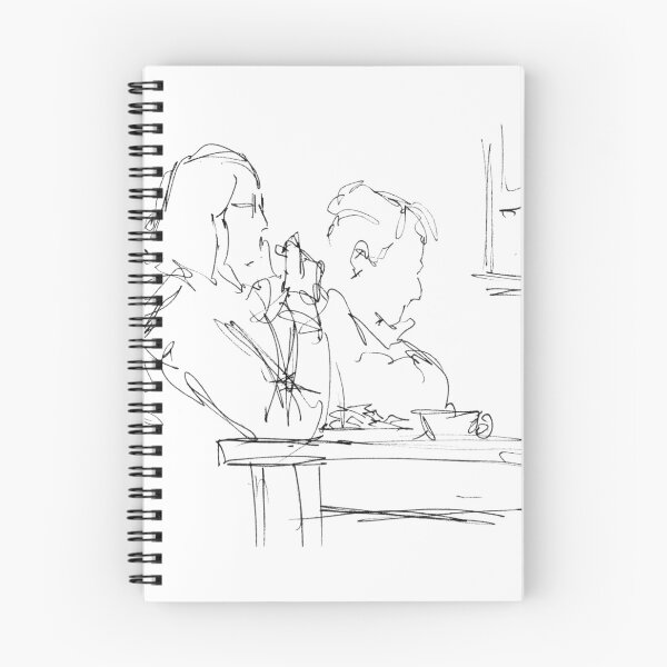 Item preview, Couple Eating Chips At Cafe Drawing designed and sold by MikeJory.