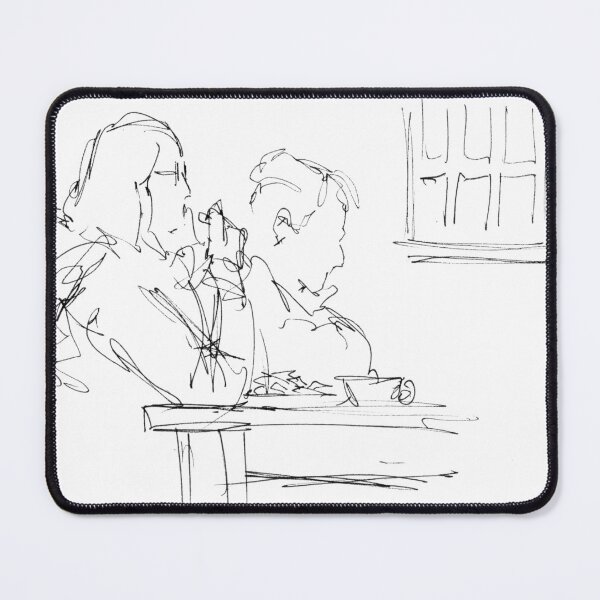 Item preview, Couple Eating Chips At Cafe Drawing designed and sold by MikeJory.