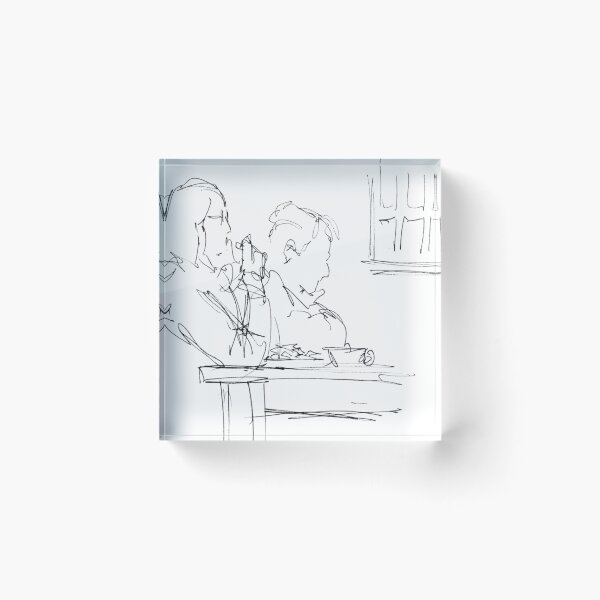 Item preview, Couple Eating Chips At Cafe Drawing designed and sold by MikeJory.