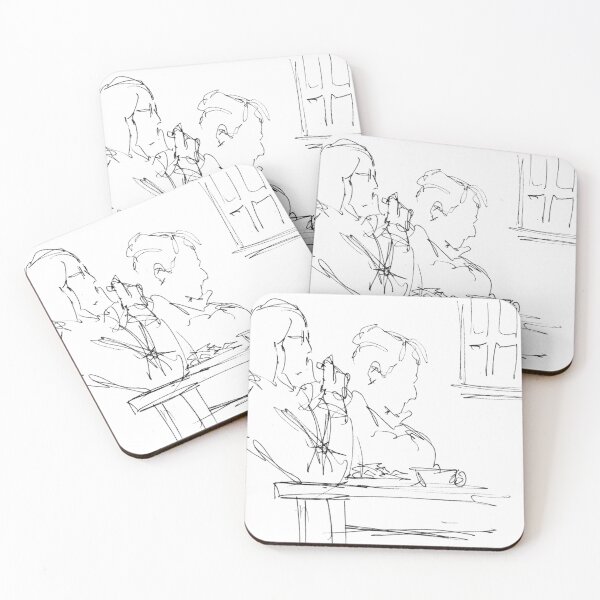 Item preview, Couple Eating Chips At Cafe Drawing designed and sold by MikeJory.