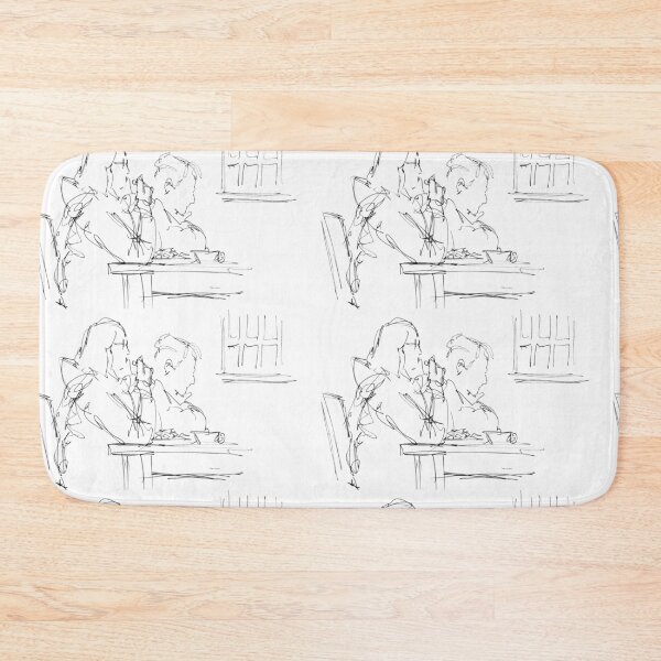 Item preview, Couple Eating Chips At Cafe Drawing designed and sold by MikeJory.
