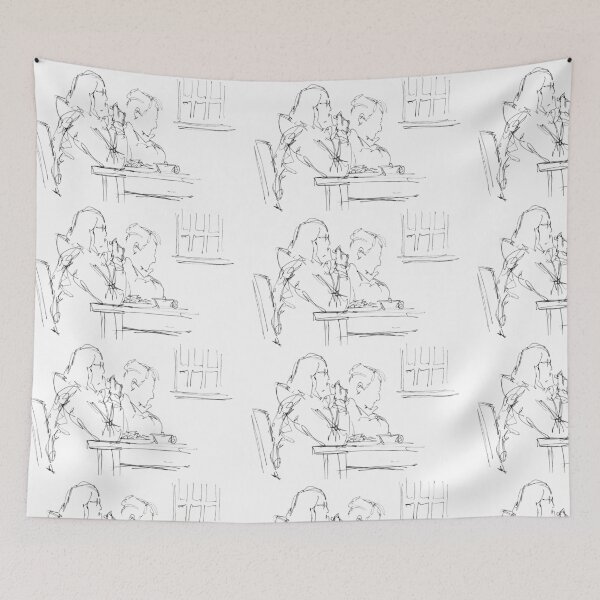 Item preview, Couple Eating Chips At Cafe Drawing designed and sold by MikeJory.