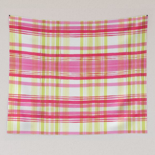 Item preview, Watercolor Plaid Pattern #2 Pink and Lemon designed and sold by andrebalest.art.