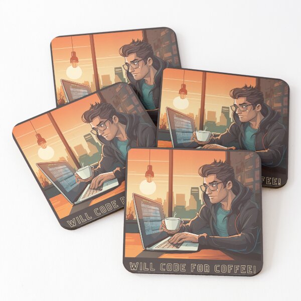 Item preview, Will code for coffee designed and sold by Sleek Sketch Studio.