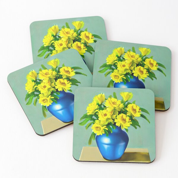 Item preview, Yellow Roses in a Blue Vase Boho Art designed and sold by Marymarice.