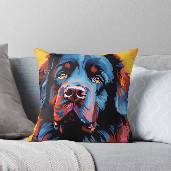 Item preview, Newfoundland dog portraits drawing. animal colorful. Animal throw pillow.  designed and sold by formform.