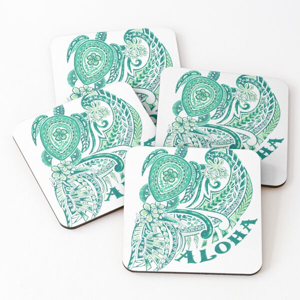 Item preview, Aloha Tribal Honu Teal Grunged Tattoo-4488 designed and sold by sunnthreads.