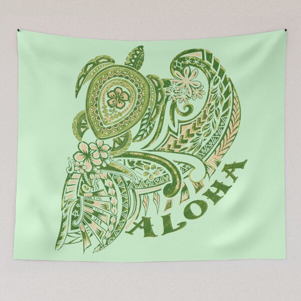Item preview, Aloha Tribal Honu Green Grunged Tattoo-4490 designed and sold by sunnthreads.