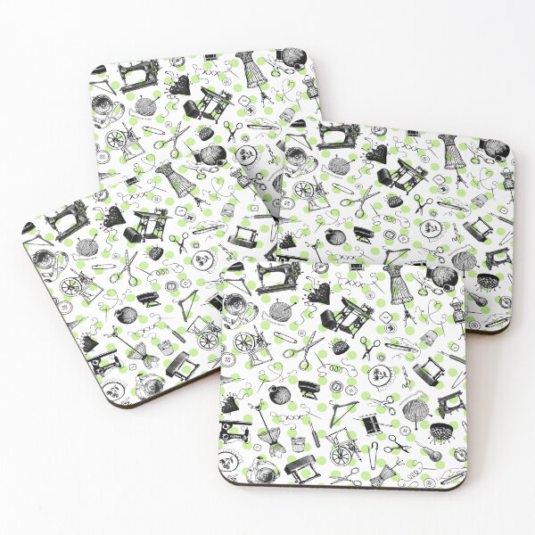 Item preview, Retro handmade symbols. Knitting, sewing, crotchet etc. Pea green dots designed and sold by Drawmecute.
