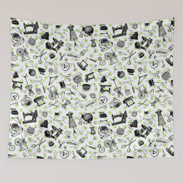 Item preview, Retro handmade symbols. Knitting, sewing, crotchet etc. Pea green dots designed and sold by Drawmecute.
