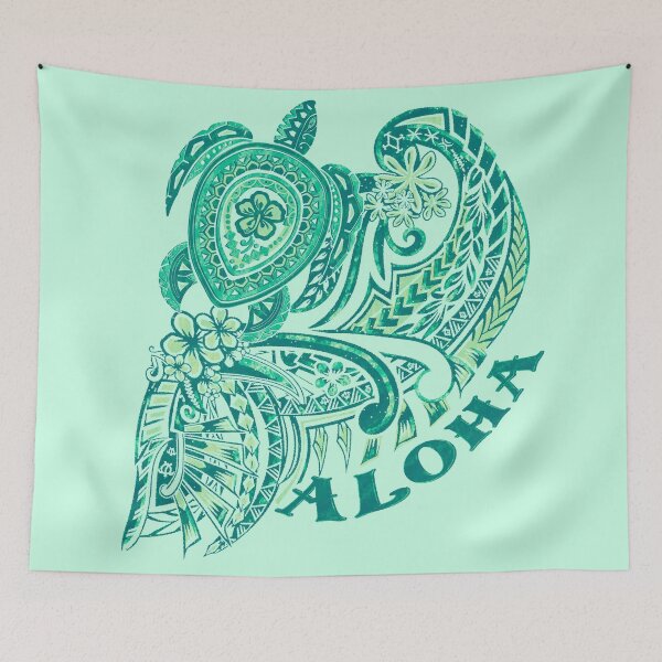 Item preview, Aloha Tribal Honu Teal Grunged Tattoo-4488 designed and sold by sunnthreads.