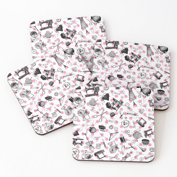 Item preview, Retro handmade symbols. Knitting, sewing, crotchet etc. Candy pink dots designed and sold by Drawmecute.