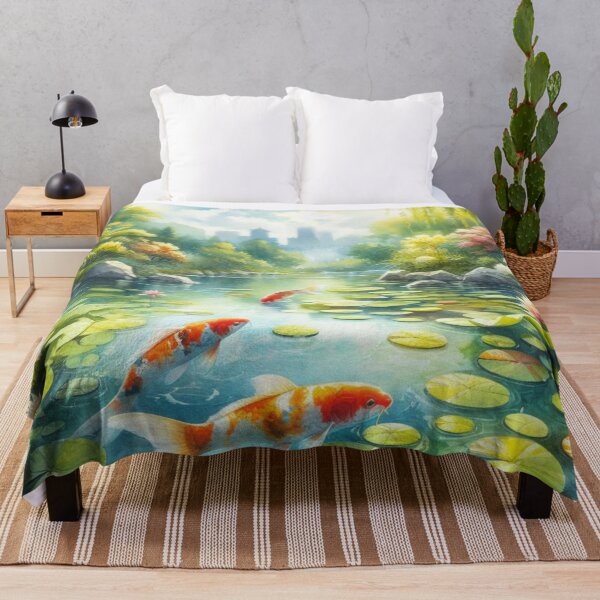 Item preview, Serenity in Watercolor - Koi Pond and Lily Pads Art Print designed and sold by DivineMelle.