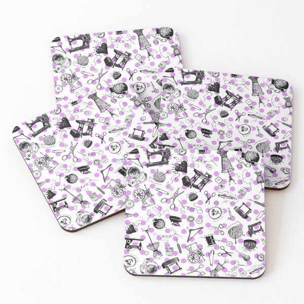 Item preview, Retro handmade symbols. Knitting, sewing, crotchet etc. Cute purple dots designed and sold by Drawmecute.