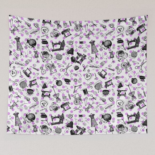 Item preview, Retro handmade symbols. Knitting, sewing, crotchet etc. Cute purple dots designed and sold by Drawmecute.