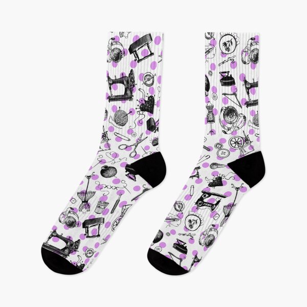 Item preview, Retro handmade symbols. Knitting, sewing, crotchet etc. Cute purple dots designed and sold by Drawmecute.