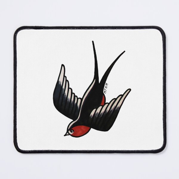Item preview, Black red swallow traditional tattoo designed and sold by emeteneme.
