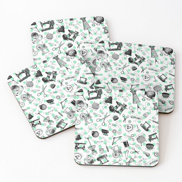 Item preview, Retro handmade symbols. Knitting, sewing, crotchet etc. Cool teal dots designed and sold by Drawmecute.
