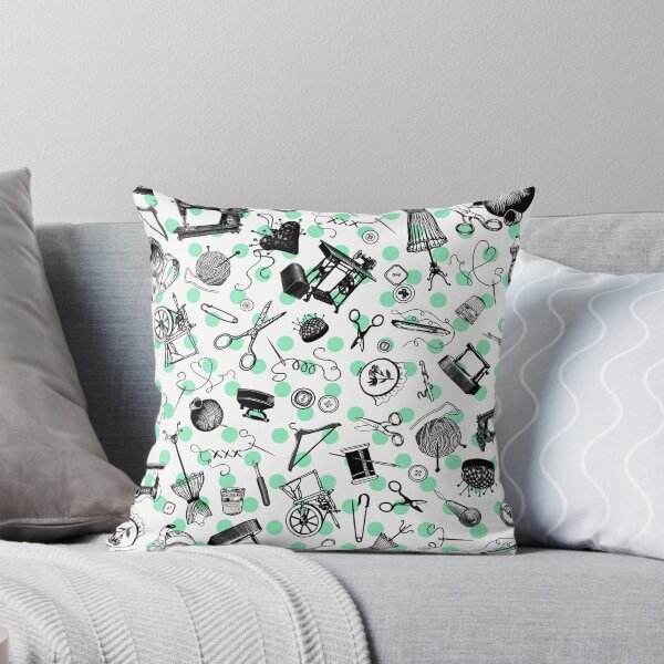 Item preview, Retro handmade symbols. Knitting, sewing, crotchet etc. Cool teal dots designed and sold by Drawmecute.