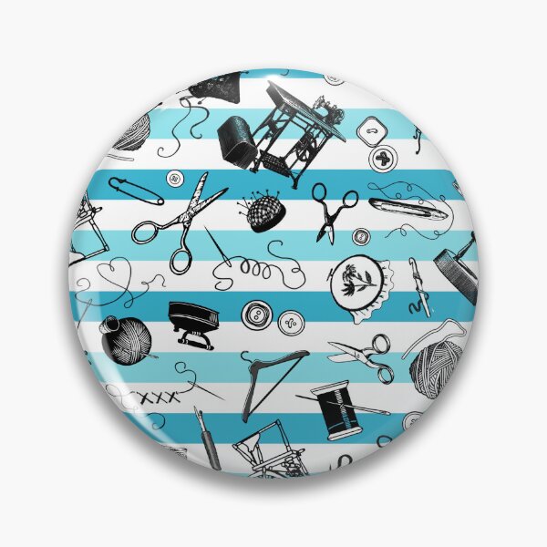 Item preview, Retro handmade symbols. Knitting, sewing, crotchet etc. Stylish blue stripes designed and sold by Drawmecute.