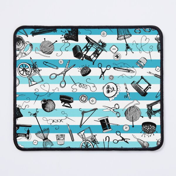 Item preview, Retro handmade symbols. Knitting, sewing, crotchet etc. Stylish blue stripes designed and sold by Drawmecute.