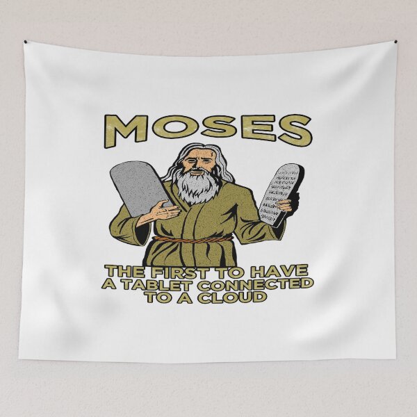 Item preview, Funny Moses The First to Have A Tablet Connected to a Cloud Pun 10 Commandments designed and sold by funnytshirtemp.