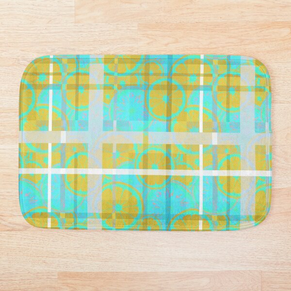 Item preview, Blue Yellow Citrus Plaid Contemporary Retro fabric designs designed and sold by Andimoot.