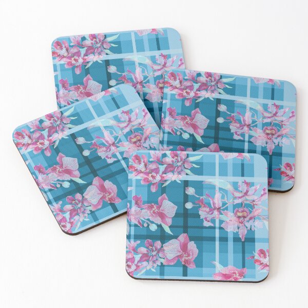 Artikelvorschau, Blue Pink Orchid Plaid Contemporary Retro fabric designs entworfen und verkauft von Andimoot.