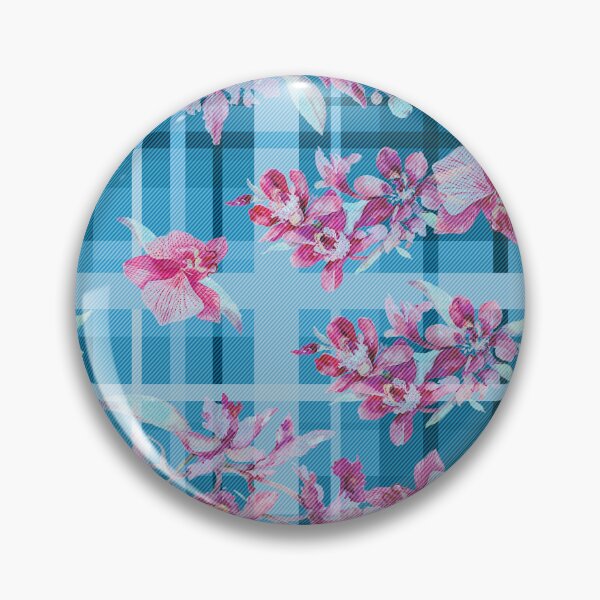 Item preview, Blue Pink Orchid Plaid Contemporary Retro fabric designs designed and sold by Andimoot.
