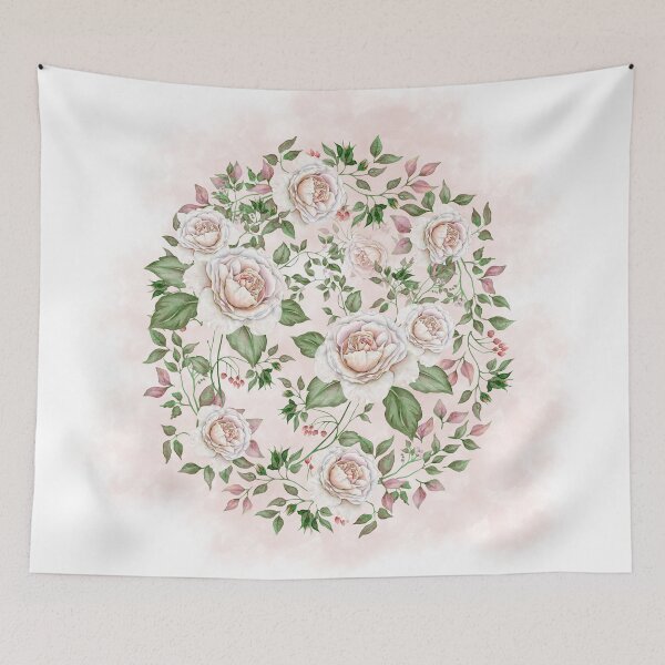 Item preview, Blush pink watercolor roses with sage green foliage designed and sold by ankka.