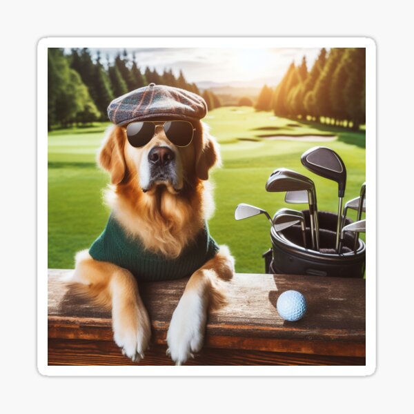 Item preview, Hübscher Golden Retriever hängt auf dem Golfplatz herum designed and sold by SunshineGravy.