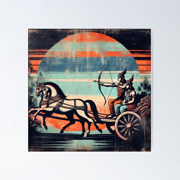 Item preview, Arjuna & Krishna on the Chariot Mahabharata Vintage Empowering Spiritual designed and sold by DEEZAYN.
