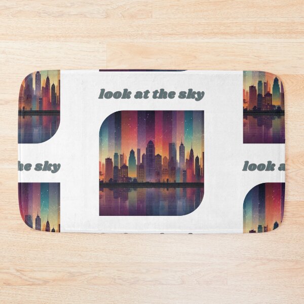 Item preview, Abstract artpiece, skyscrapers, rust, fantasy river, night, stars, designed and sold by Coolparrotgirl.