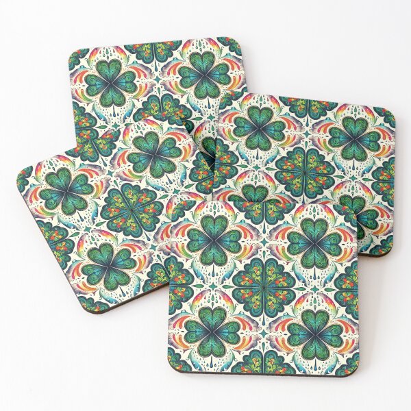 Item preview, Shamrock Rainbows: Vibrant Clover and Colorful Rain Pattern designed and sold by LyssasMindArt.