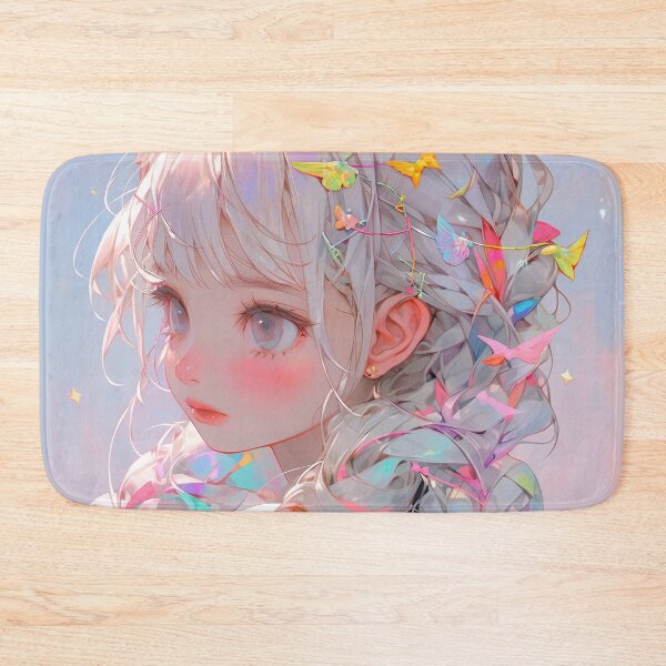 Item preview, Cute Anime Girl with Braids and Butterfly Clips designed and sold by bubblegoth.