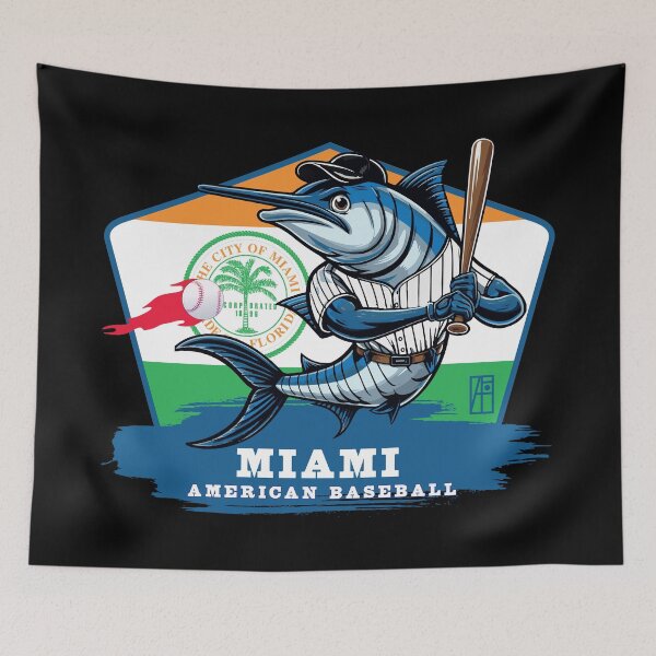 Item preview, USA - American BASEBALL - Miami - Baseball mascot - Miami baseball designed and sold by ArtProjectShop.