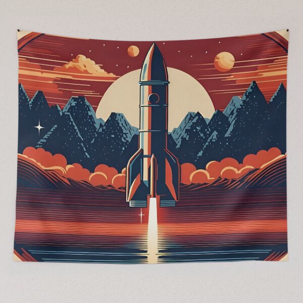 Item preview, Cosmic Ascent: A Retrofuturistic Odyssey designed and sold by AJSRPrints.