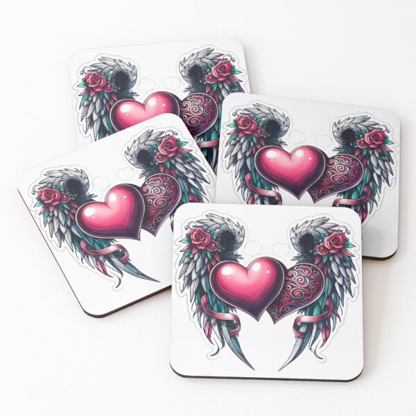 Item preview, Gothic Two hearts  wings goth valentines day Sticker designed and sold by Expressions-Sel.