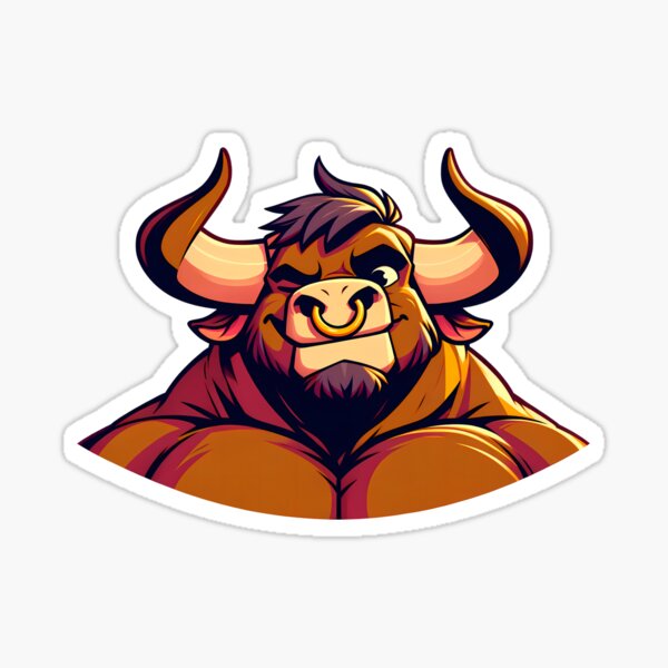 Item preview, Muscular Winking Bull Anthro Furry Minotaur Design V2 designed and sold by BlueBullBazaar.