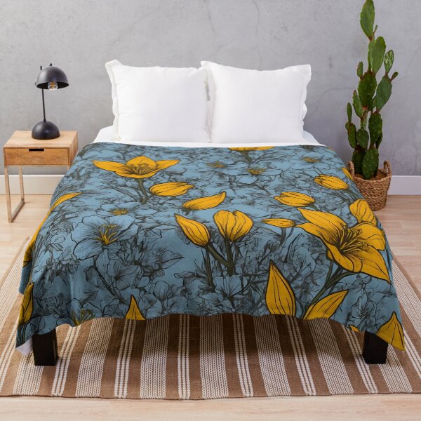 Item preview, Bluebell flower pattern in baby blue and yellow designed and sold by WAUZ.