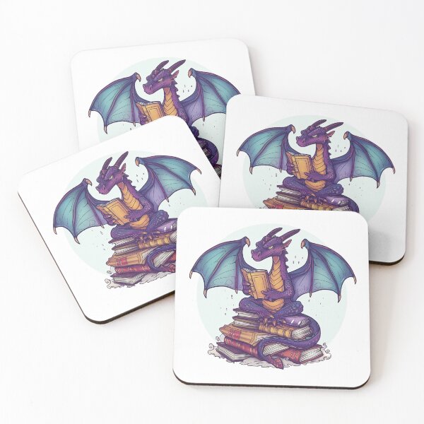 Item preview, library t-shirts Animated dragon reads atop book stack. Scholarly, whimsical appearance. Content and focused expression designed and sold by PrintsByVickson.