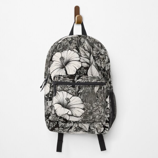 Item preview, Comic jungle scene flower pattern in black and white designed and sold by WAUZ.