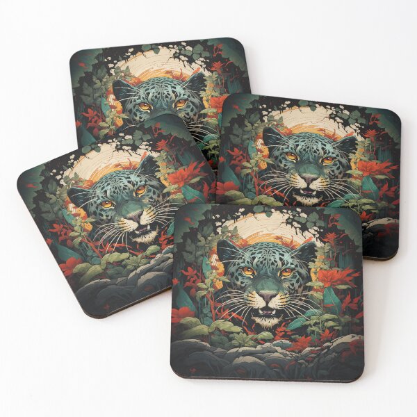 Item preview, Black Leopard in Bushes - Big Wild Panther Cat designed and sold by ArtstyleAlchemy.