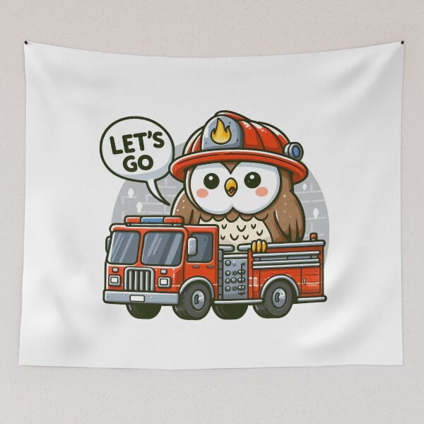 Item preview, Fire Truck Owl designed and sold by LemuellTrends.