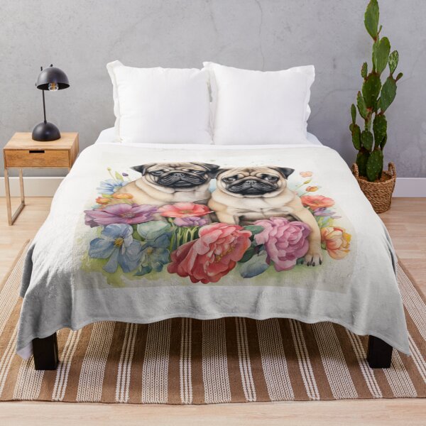 Item preview, Pugs in a Watercolor Flower Garden designed and sold by Samuelsboro.