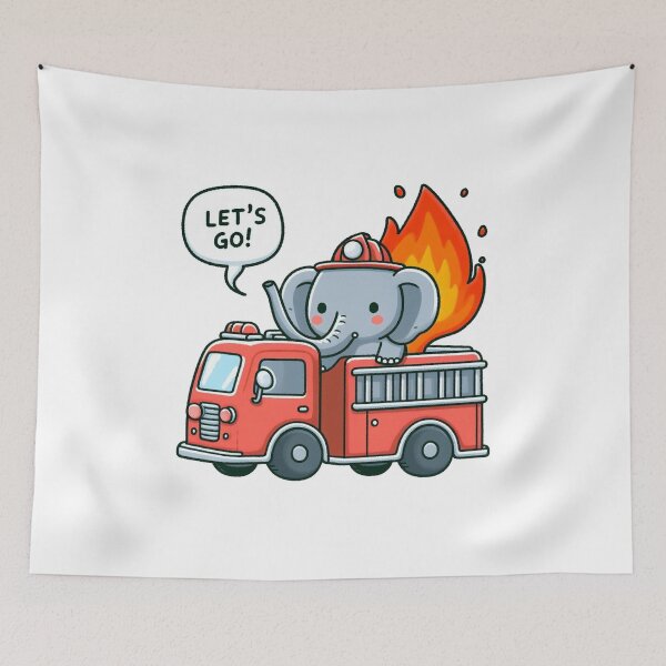 Item preview, Fire Truck Elephant designed and sold by LemuellTrends.