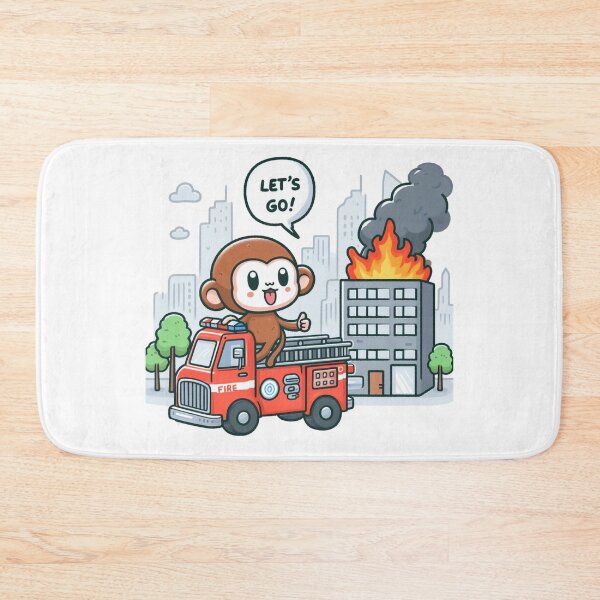 Item preview, Fire Truck Monkey designed and sold by LemuellTrends.